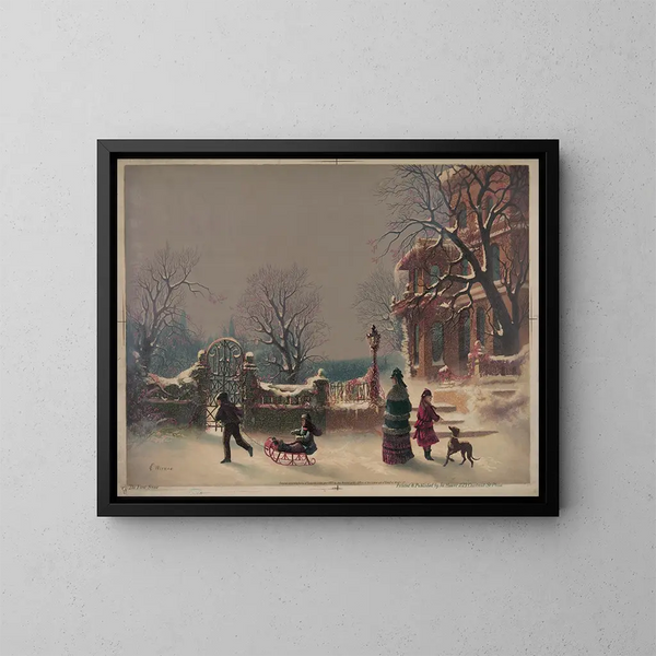 Die erste Schneefall - Joseph Hoover — gerahmtes Bild an der Wand