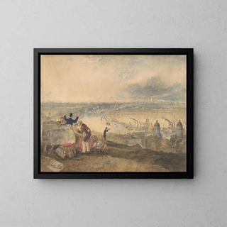 Ansicht von London aus Greenwich - Joseph Mallord William Turner — gerahmtes Bild an der Wand