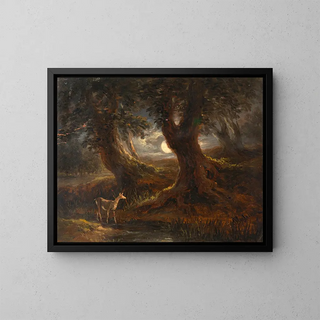 Partie de forêt au clair de lune - Joseph Messmer — gerahmtes Bild an der Wand