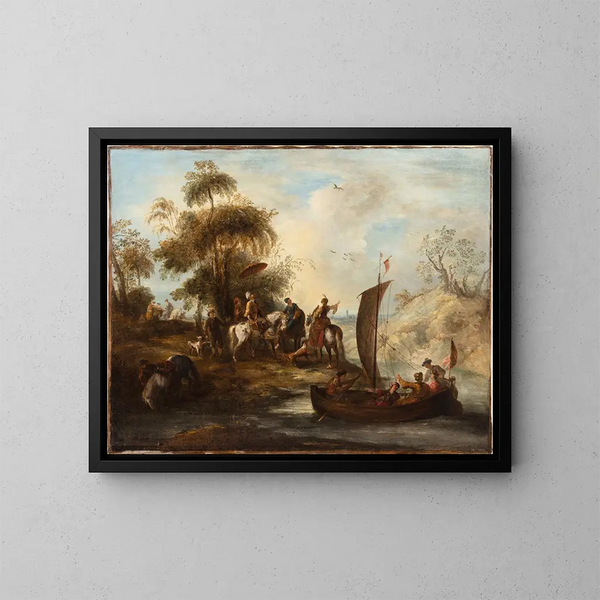 Jagd auf den Falken - Joseph Parrocel — gerahmtes Bild an der Wand