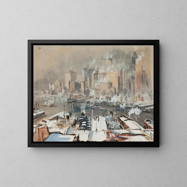 Hafen von New York - Joseph Pennell — gerahmtes Bild an der Wand