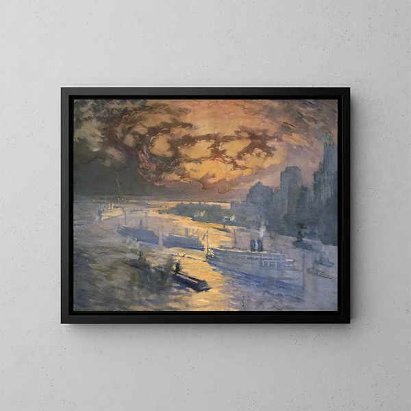 Fließender Fluss - Joseph Pennell — gerahmtes Bild an der Wand