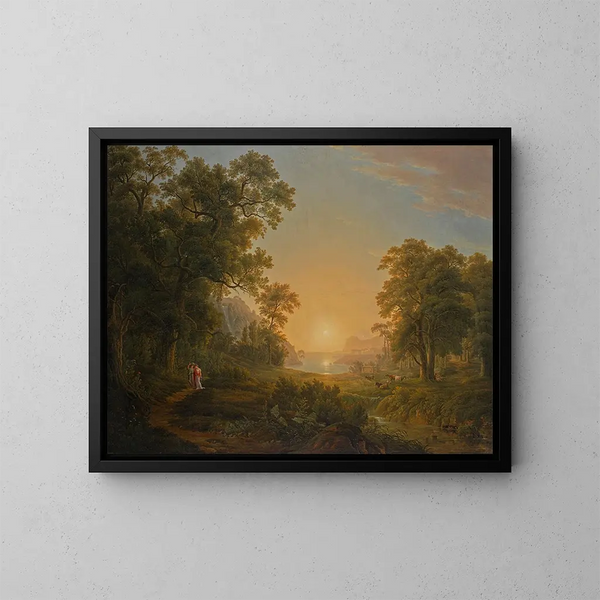 Landschaftsbild mit Sonnenaufgang - Joseph Rebell — gerahmtes Bild an der Wand
