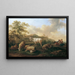 Landschaft mit weidendem Vieh - Joseph Roos der Ältere — gerahmtes Bild an der Wand