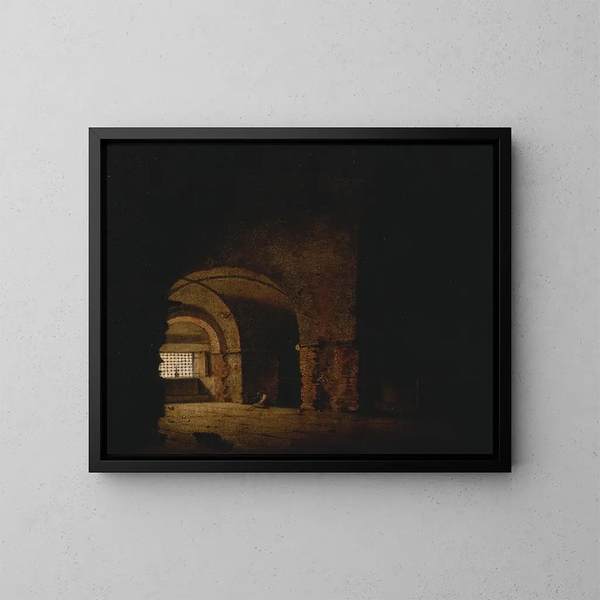 Der Gefangene - Joseph Wright de Derby — gerahmtes Bild an der Wand