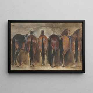 Joseph Zephyris Gengembre - Rustende paarden op stal.webp