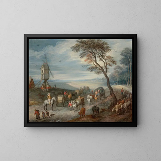 Joseph van Bredael - Le dpart pour le march prs dun moulin.webp