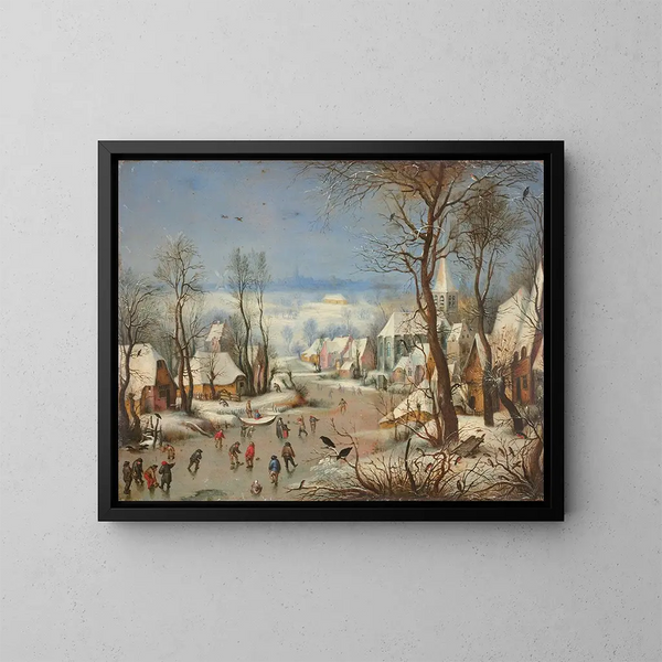 Landschafts-Gemälde mit Vogelfalle nach Pieter Brueghel - Joseph van Bredael — gerahmtes Bild an der Wand