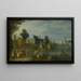 Dorf am Flussufer - Joseph van Bredael — gerahmtes Bild an der Wand