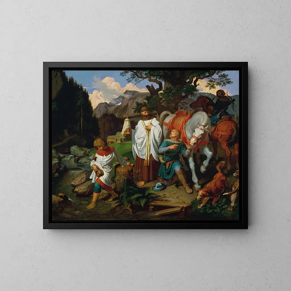 Rodolphe von Habsburg und der Priester - Joseph von Führich — gerahmtes Bild an der Wand