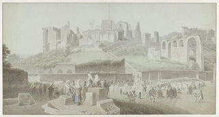 Josephus Augustus Knip - A Procession at the Foot of the Palatine Hill in Rome.webp