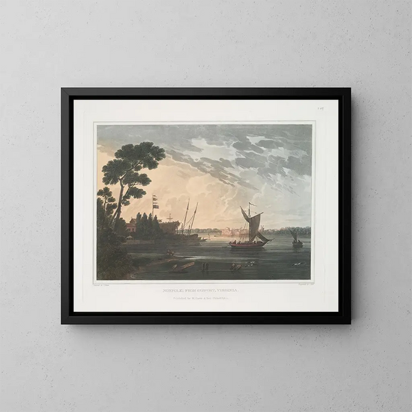 Norfolk seit Gosport, Virginia - Joshua Shaw — gerahmtes Bild an der Wand