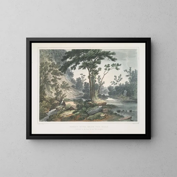 Die Passaic-Fluss unterhalb der Wasserfälle - Joshua Shaw — gerahmtes Bild an der Wand