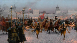 Jozef Brandt - Departure of John III Sobieski and Marysieka Sobieska from Wilanw.webp