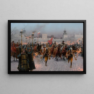 Jozef Brandt - Departure of John III Sobieski and Marysieka Sobieska from Wilanw.webp