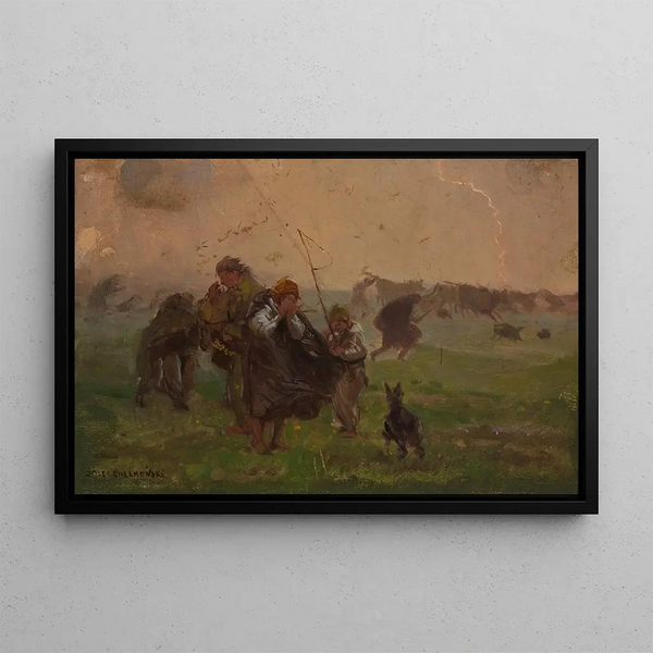 Vor dem Sturm, Skizze für das Gemälde Sturm - Józef Chełmoński — gerahmtes Bild an der Wand