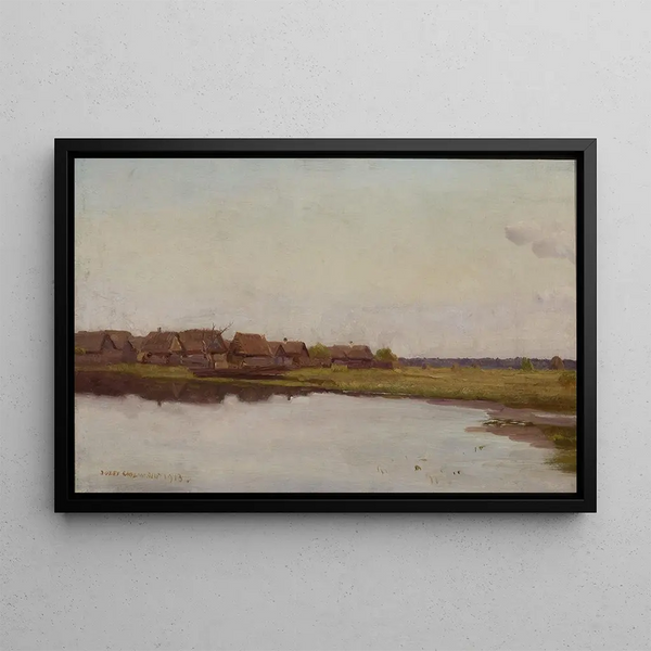 Jozef Chelmonski - Village at waterside.webp