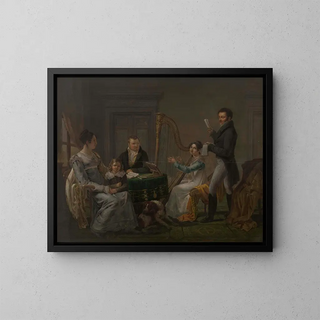Leçon de harpe - Jozef Geirnaert — gerahmtes Bild an der Wand