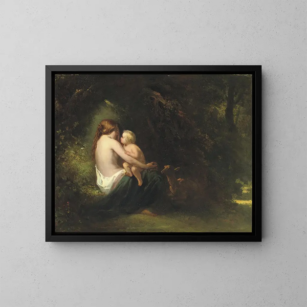 Genoveva, eine legendäre Schönheit im Wald - Jozef Israëls — gerahmtes Bild an der Wand