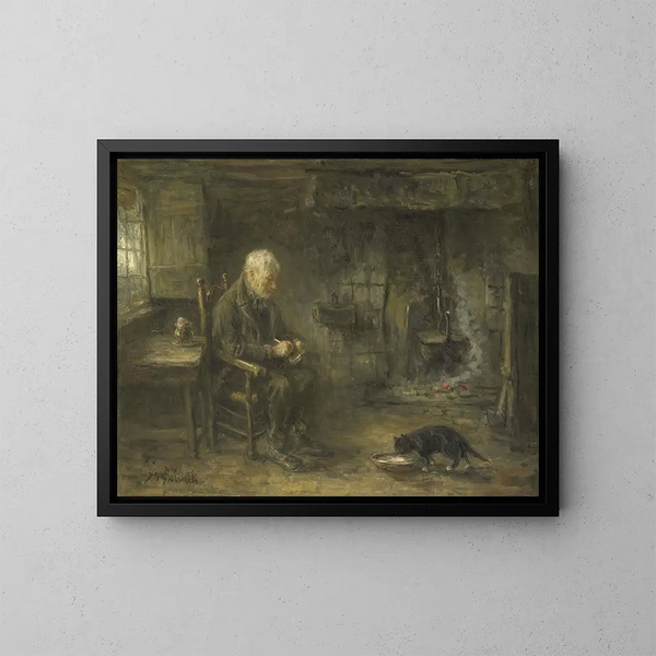 Innenansicht einer Bauernhütte - Jozef Israëls — gerahmtes Bild an der Wand