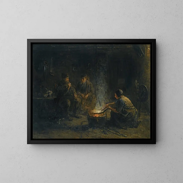 Vorbereitung der Mahlzeit - Jozef Israëls — gerahmtes Bild an der Wand