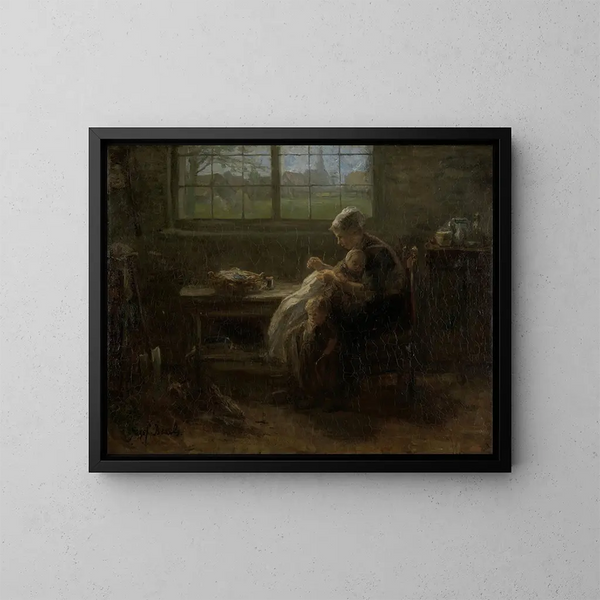 La Joie de la maternité - Jozef Israëls — gerahmtes Bild an der Wand