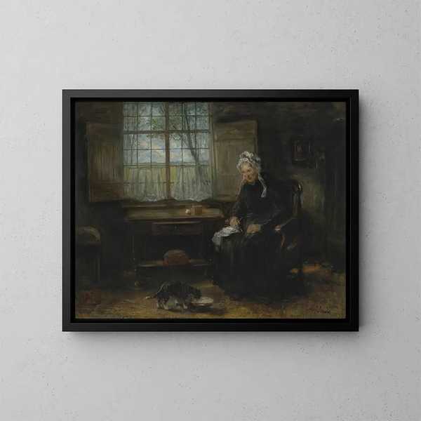 Eine alte Jungfer - Jozef Israëls — gerahmtes Bild an der Wand