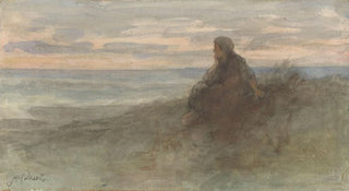 Jozef Israls - Zittende vrouw op een duin bij zee.webp