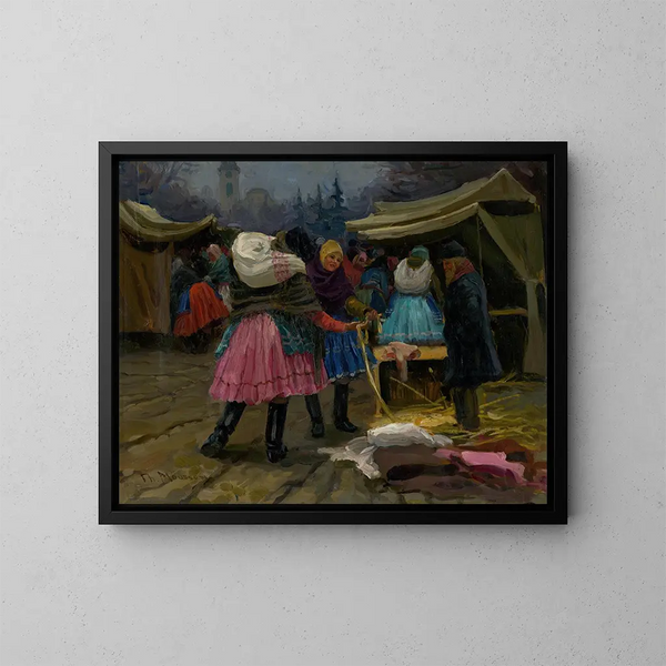 Auf dem Markt - Jozef Teodor Mousson — gerahmtes Bild an der Wand