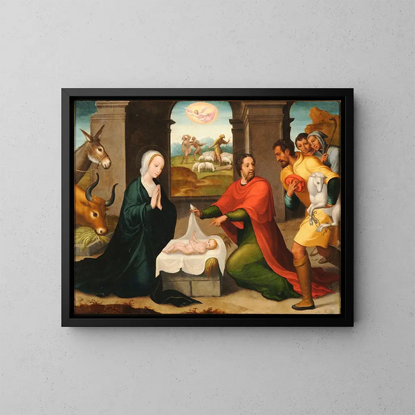 Anbetung der Hirten - Juan Correa de Vivar — gerahmtes Bild an der Wand