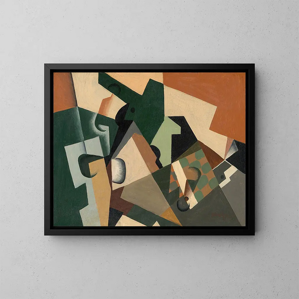 Glas und Schachbrett - Juan Gris — gerahmtes Bild an der Wand