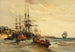 Marine-Gemälde mit Booten im Hafen - Jules-Achille Noël — Ansicht des Kunstwerks