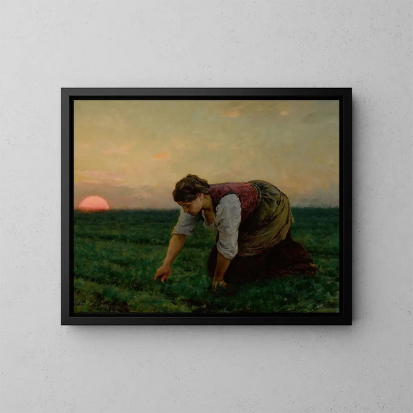 Eine Unkrautjäte - Jules Breton — gerahmtes Bild an der Wand