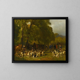 Abfahrt zur Jagd - Jules Didier — gerahmtes Bild an der Wand