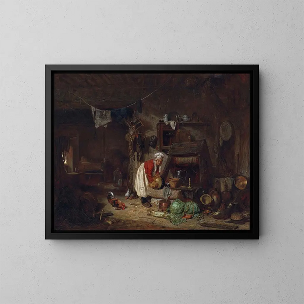 Innenansicht eines Bauernhofs im Berry - Jules Dupré — gerahmtes Bild an der Wand