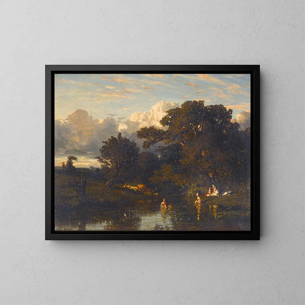 Les Baigneuses - Jules Dupré — gerahmtes Bild an der Wand