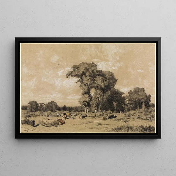 Landschaft der Weide im Limousin - Jules Dupré — gerahmtes Bild an der Wand