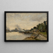 Flusslandschaft mit Blick auf die Stadt durch das Wasser - Jules Pétillon — gerahmtes Bild an der Wand
