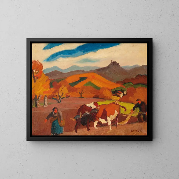 Szene des Ackerbaus - Jules Émile Zingg — gerahmtes Bild an der Wand