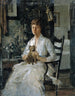 Portrait einer Dame mit Hund Anna Baker Weir - Julian Alden Weir — Ansicht des Kunstwerks