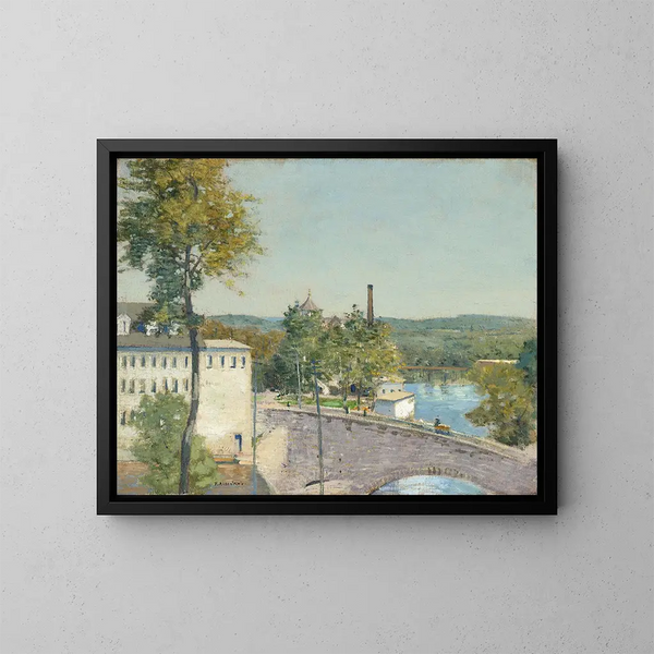 Moulins de la US Thread Company, Willimantic, Connecticut - Julian Alden Weir — gerahmtes Bild an der Wand