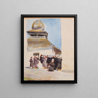 Julian Falat - Przed cerkwi szkic do obrazu pt Cerkiew na Pokuciu.webp