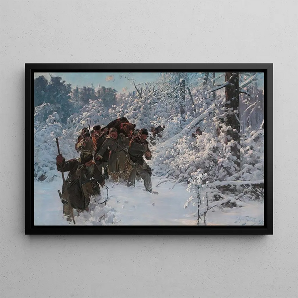 Rückkehr vom Bärenjagen - Julian Fałat — gerahmtes Bild an der Wand