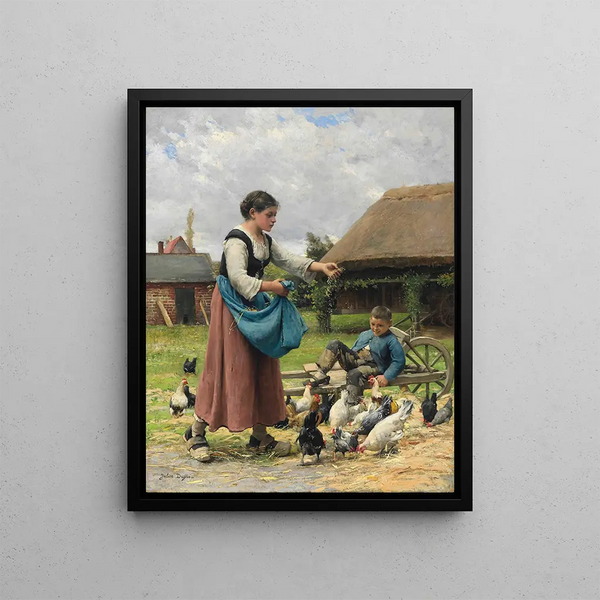 In den Hof des Bauernhofs - Julien Dupré — gerahmtes Bild an der Wand