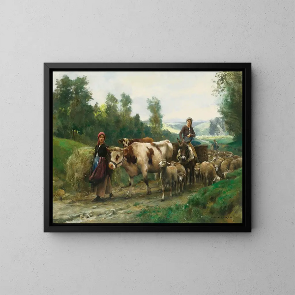 Rückkehr der Herde - Julien Dupré — gerahmtes Bild an der Wand