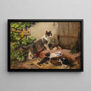 Julius Adam the younger - Katzenfamilie am Milchnapf.webp