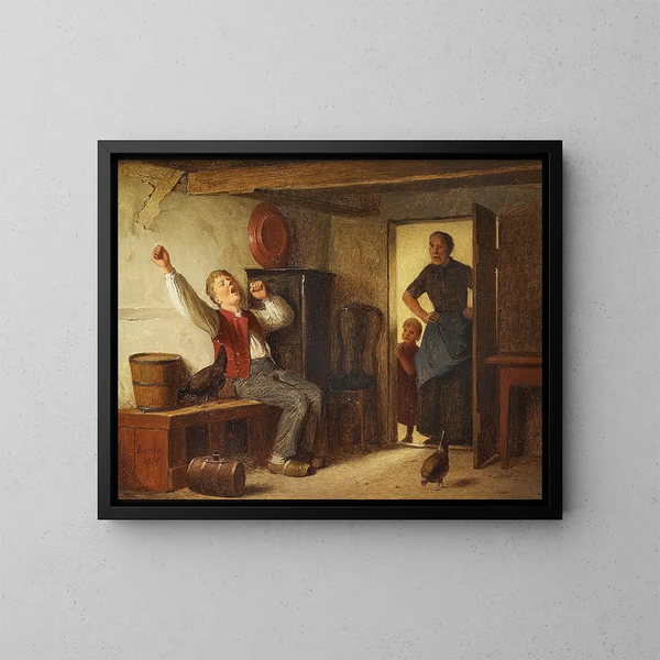 Der faule Junge - Julius Exner — gerahmtes Bild an der Wand