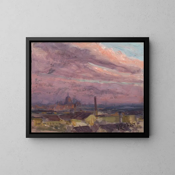 Himmel bei Abend über München - Julius Exter — gerahmtes Bild an der Wand