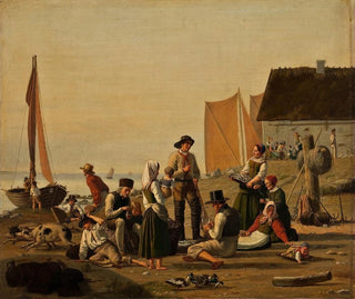 Julius Friedlnder - Scene In A Fishing Hamlet Taarbk In Zealand.webp