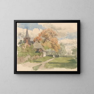 Julius Jacobus van de Sande Bakhuyzen - Erf bij een dorpskerk.webp